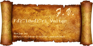 Földvári Valter névjegykártya
